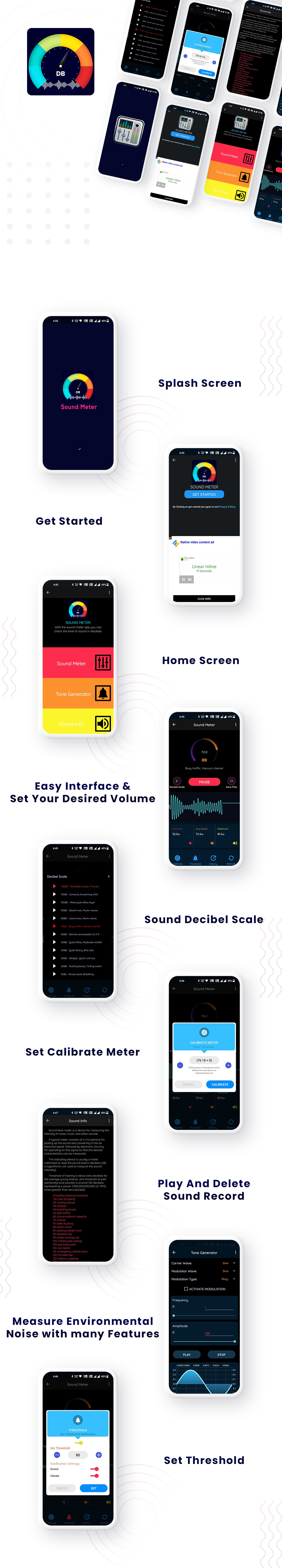 Sound Meter - Decibel meter & Noise meter | Sound Meter | Sound detector | |Android App | Admob ads